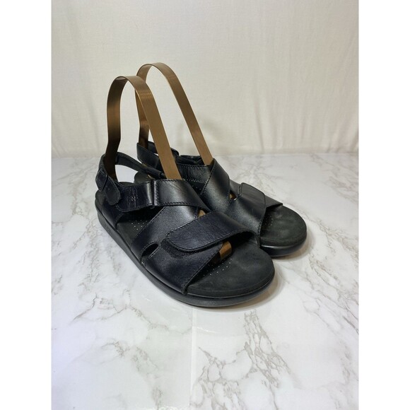 SAS Shoes - SAS Huggy Sandals Womens Size 7.5 Narrow Black Leather Tripad Comfort Shoes